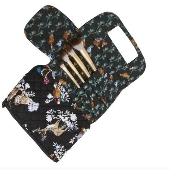 NWT $50 Vera Bradley Brush & Cosmetics Makeup Case Mirror Merry Mischief Bag - Picture 2 of 15